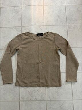 Dockers Women's Small Long Sleeve Cotton Shirt Beige Striped